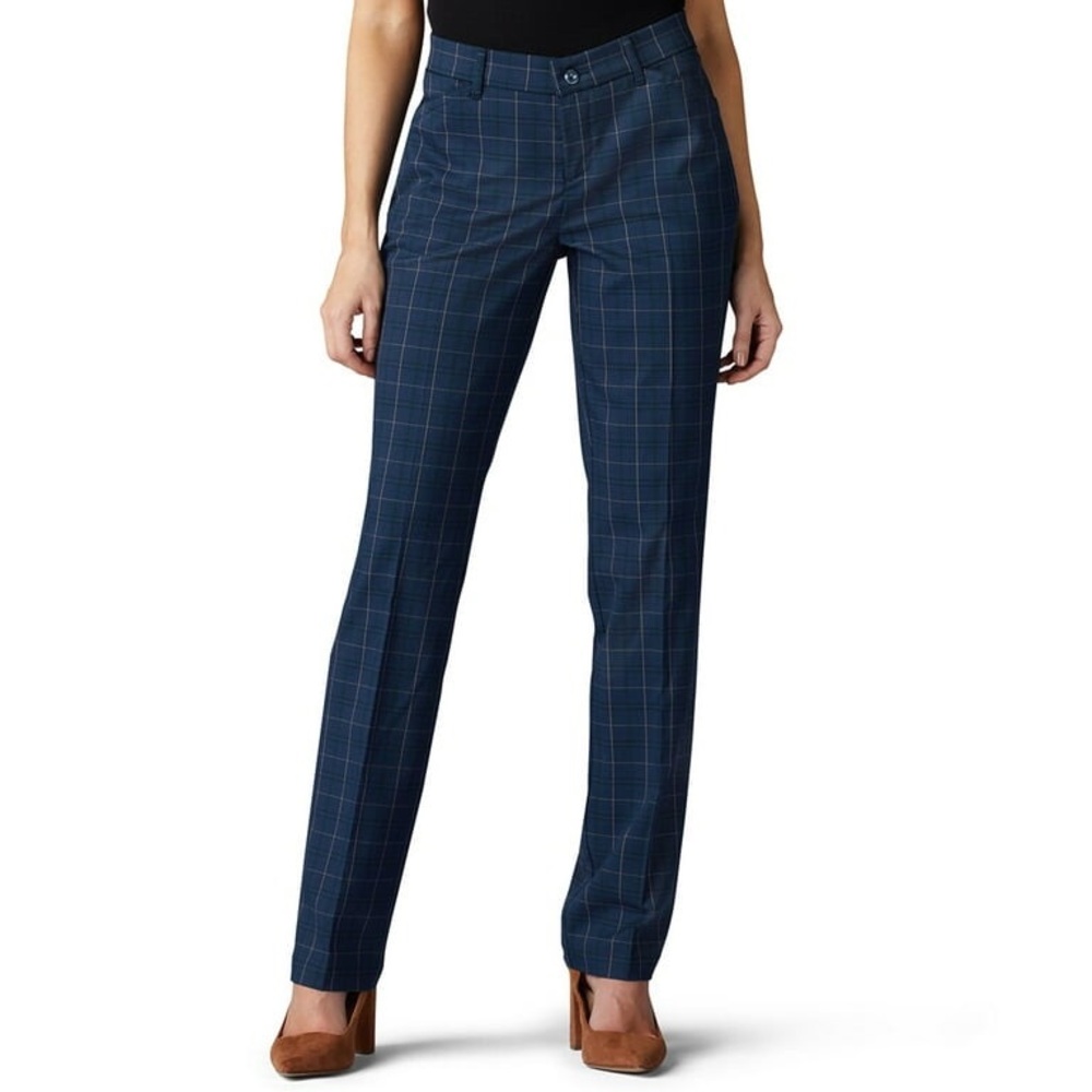 Women's Lee Flex Motion Straight-Leg Pants Adrift Somerset Plaid Fit like Size 6